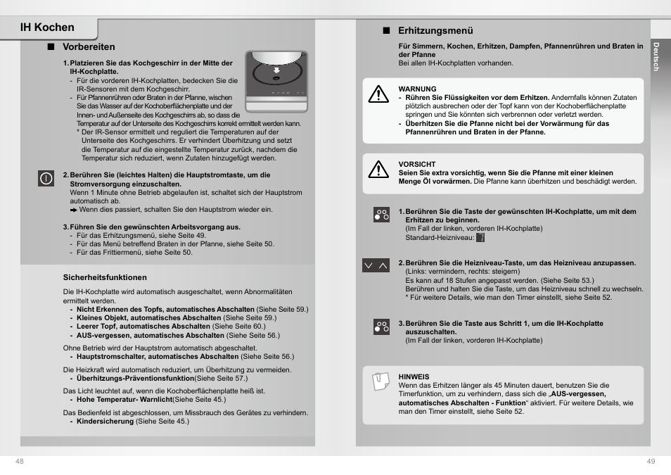 Ih kochen | Panasonic KYB64BXBXD User Manual | Page 25 / 62
