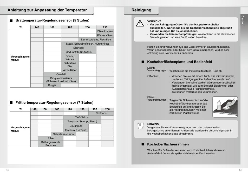 Anleitung zur anpassung der temperatur reinigung | Panasonic KYB64BXBXD User Manual | Page 28 / 62