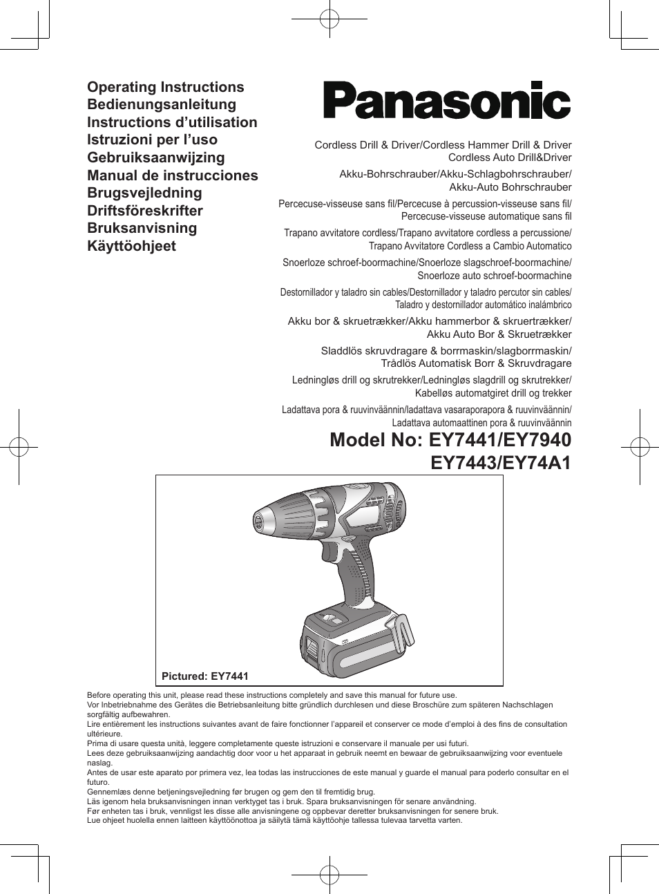 Panasonic EY7443 User Manual | 136 pages