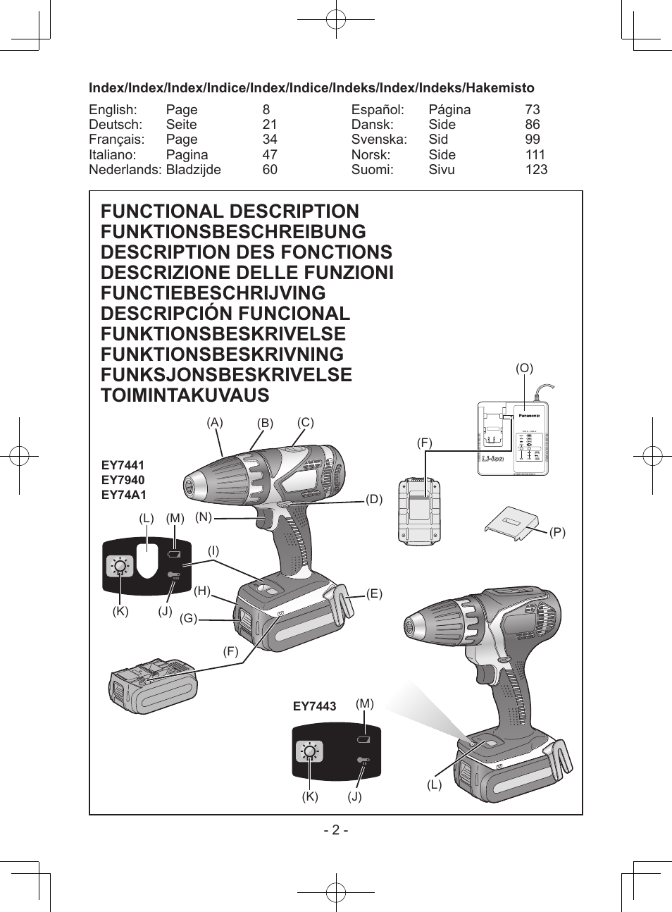 Panasonic EY7443 User Manual | Page 2 / 136