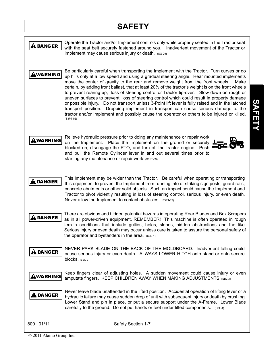 Safety | Alamo 800 User Manual | Page 11 / 58