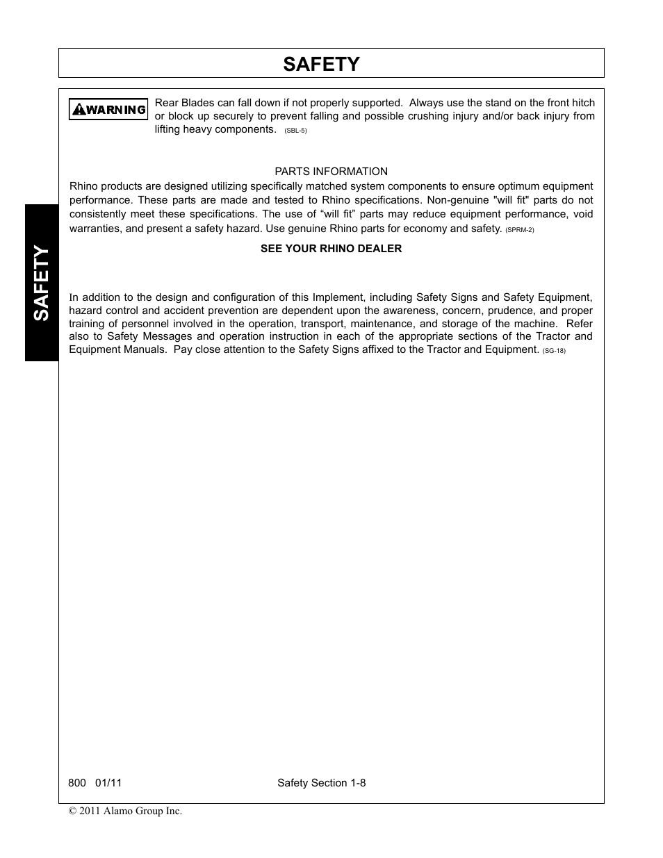 Safety | Alamo 800 User Manual | Page 12 / 58