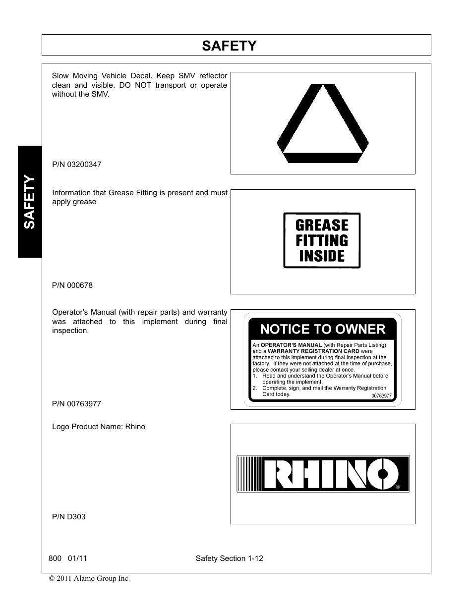 Safety | Alamo 800 User Manual | Page 16 / 58