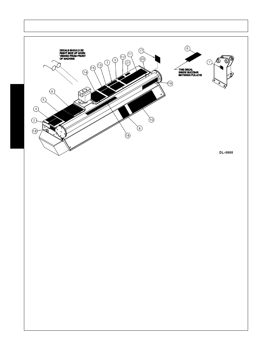 00758194 1 warning v-belt pinch, 00769736 1 warning use/repair shields, 00769737 1 danger cutting blades | 02925100 1 caution genuine parts, 02958241 1 danger operator safety, 02962764 1 danger pinch point, 00756004 1 danger guard missing, 02965262 1 danger leak/hose burst, 02967827 1 danger multi hazard rotary, 00757139 1 logo alamo by terrain king | Alamo FC-0002 User Manual | Page 28 / 122