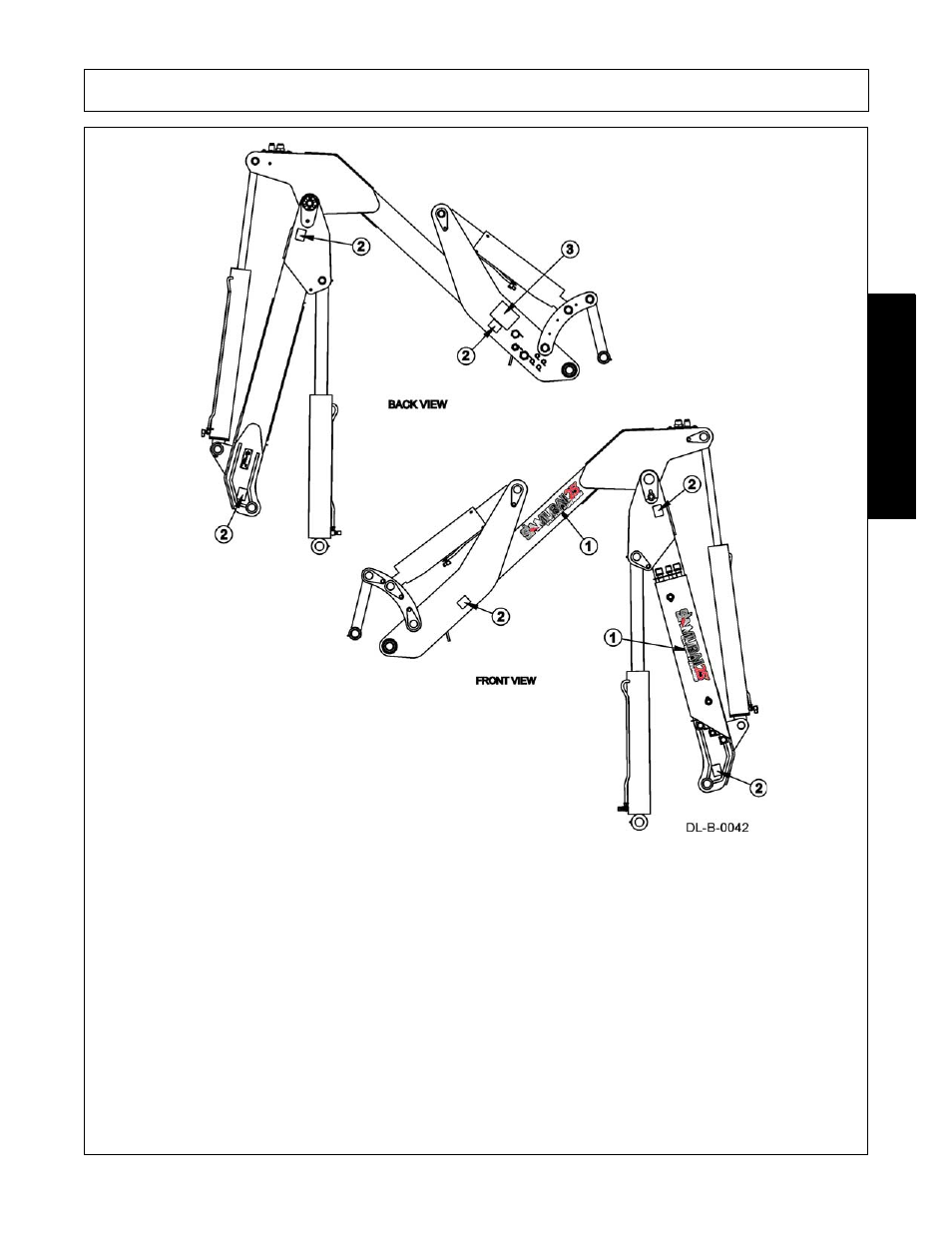 02987466 2 logo samurai boom length 18, 02962764 6 pinch points, 02981987 1 hose connection | Safety | Alamo FC-0002 User Manual | Page 29 / 122