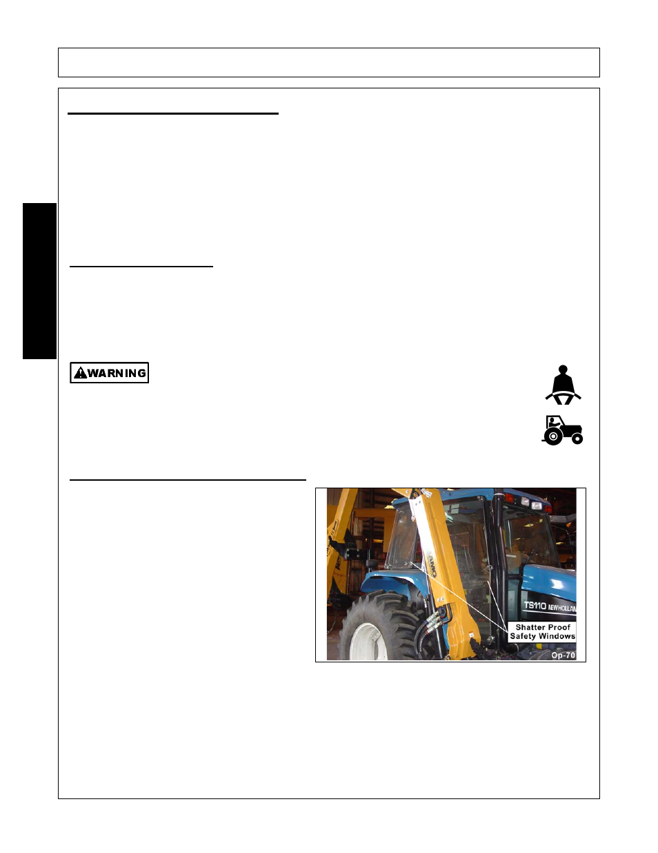 Tractor requirements, Tractor requirements and capabilities, 1 rops and seat belt | 2 operator thrown object protection, Operation, Opera t ion | Alamo FC-0002 User Manual | Page 52 / 122