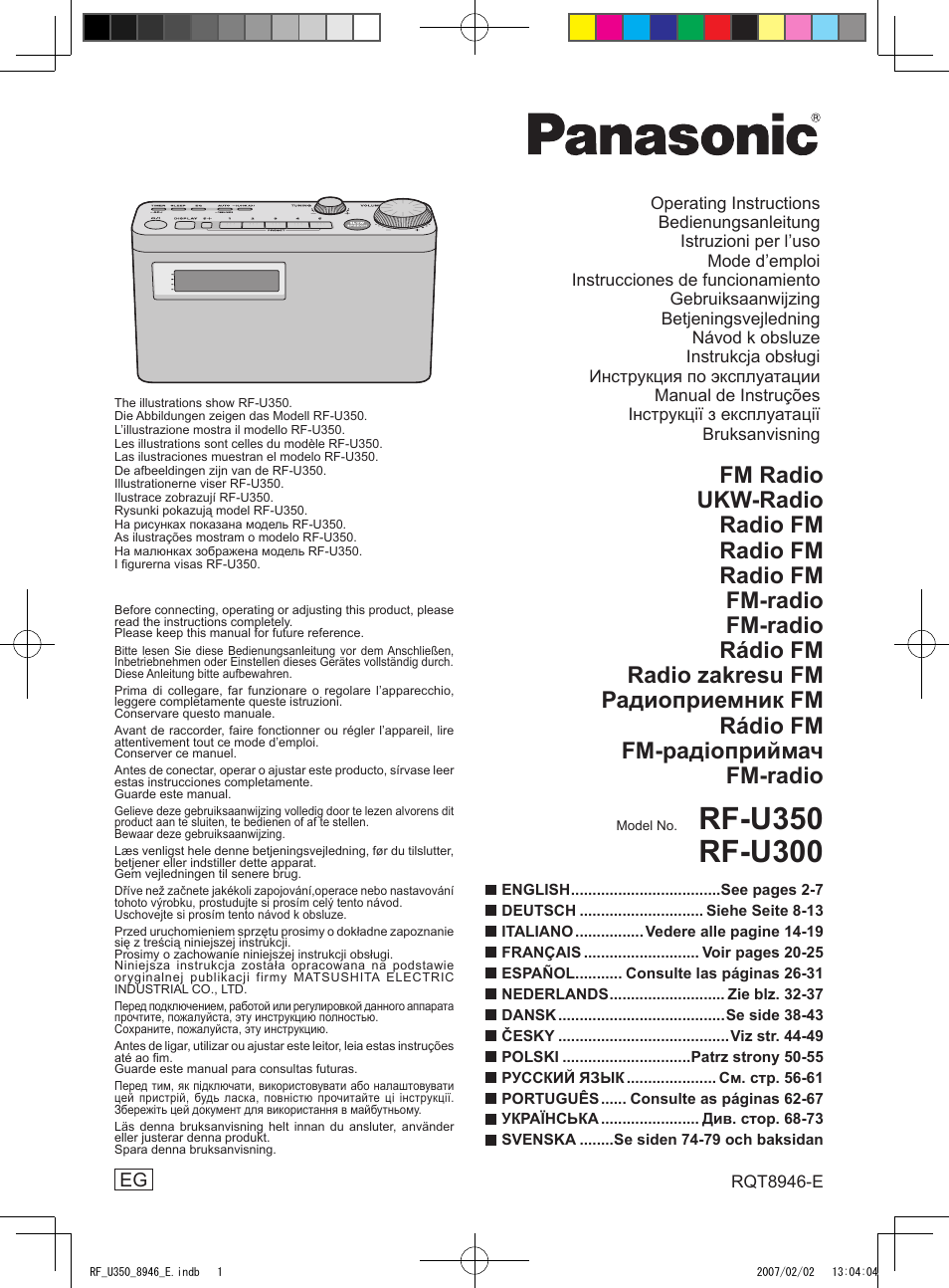 Panasonic RFU350 User Manual | 80 pages