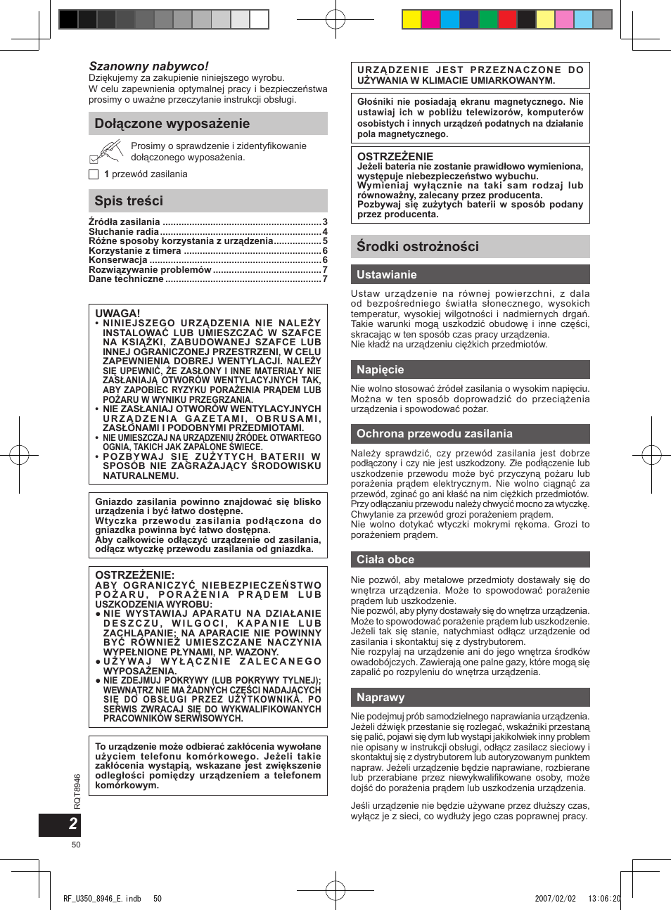 Panasonic RFU350 User Manual | Page 50 / 80