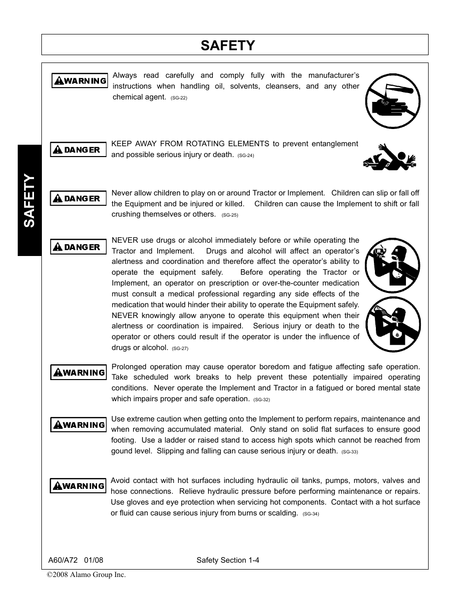 Safety | Alamo A72 User Manual | Page 10 / 138