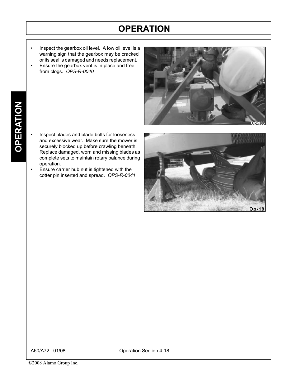 Operation, Opera t ion | Alamo A72 User Manual | Page 104 / 138