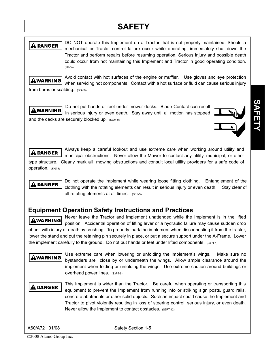 Safety | Alamo A72 User Manual | Page 11 / 138