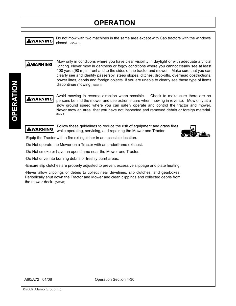 Operation, Opera t ion | Alamo A72 User Manual | Page 116 / 138