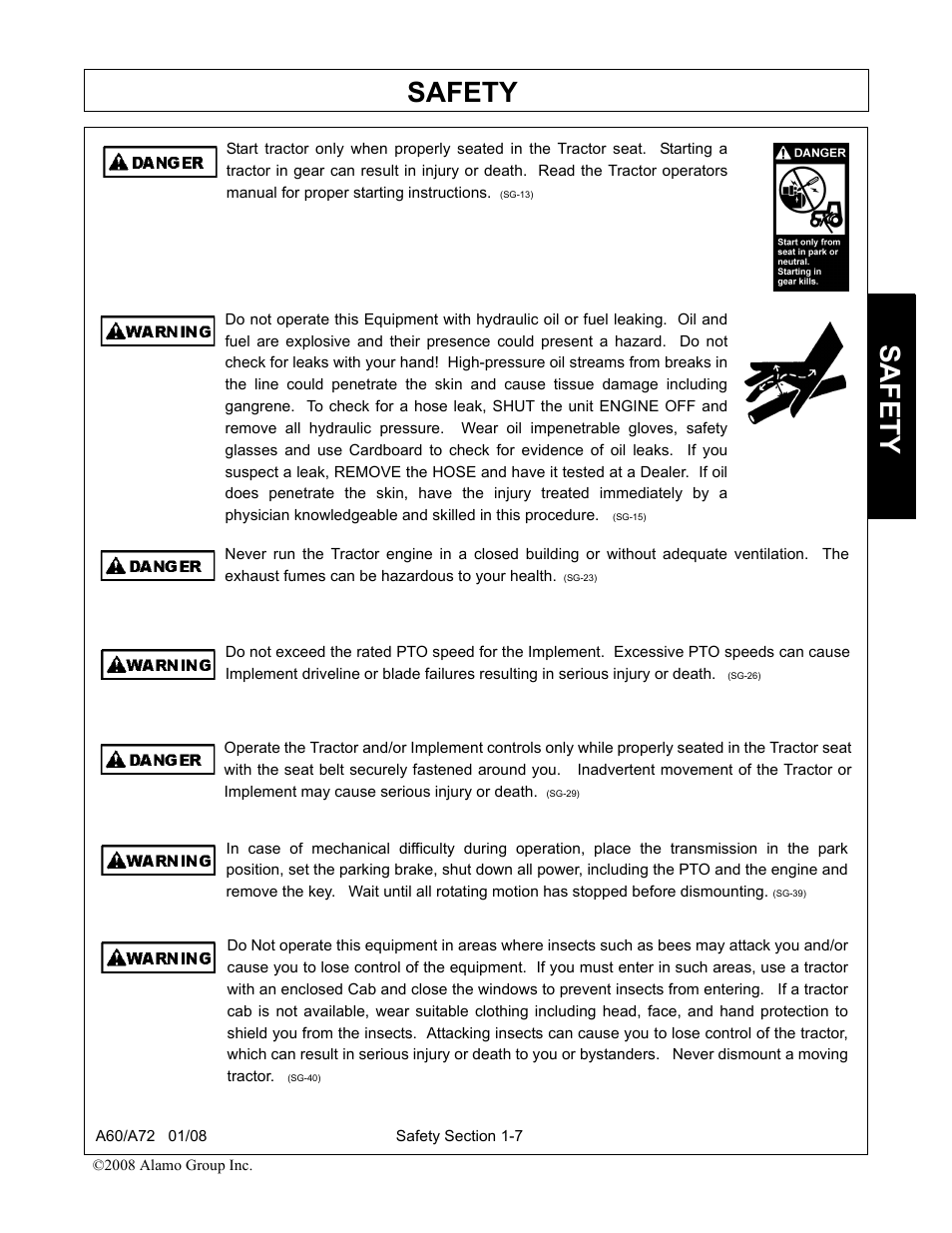Safety | Alamo A72 User Manual | Page 13 / 138