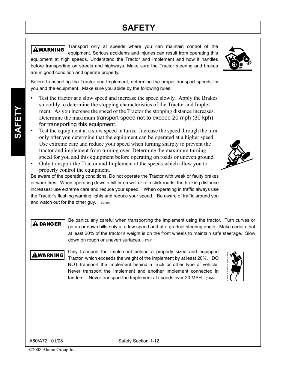 Safety | Alamo A72 User Manual | Page 18 / 138