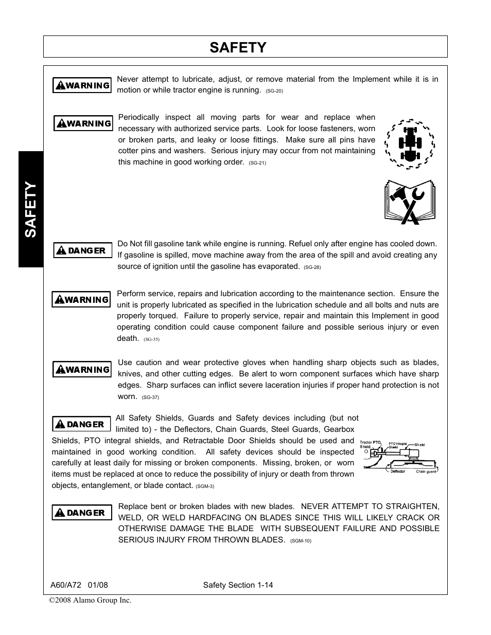 Safety | Alamo A72 User Manual | Page 20 / 138