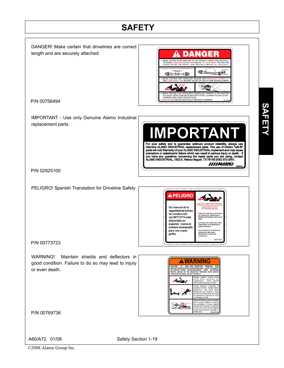 Safety | Alamo A72 User Manual | Page 25 / 138
