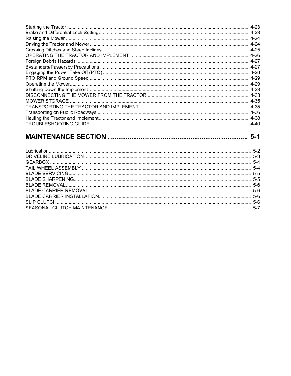 Maintenance section 5-1 | Alamo A72 User Manual | Page 4 / 138