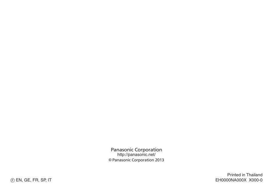 Panasonic EHNA65 User Manual | Page 68 / 68
