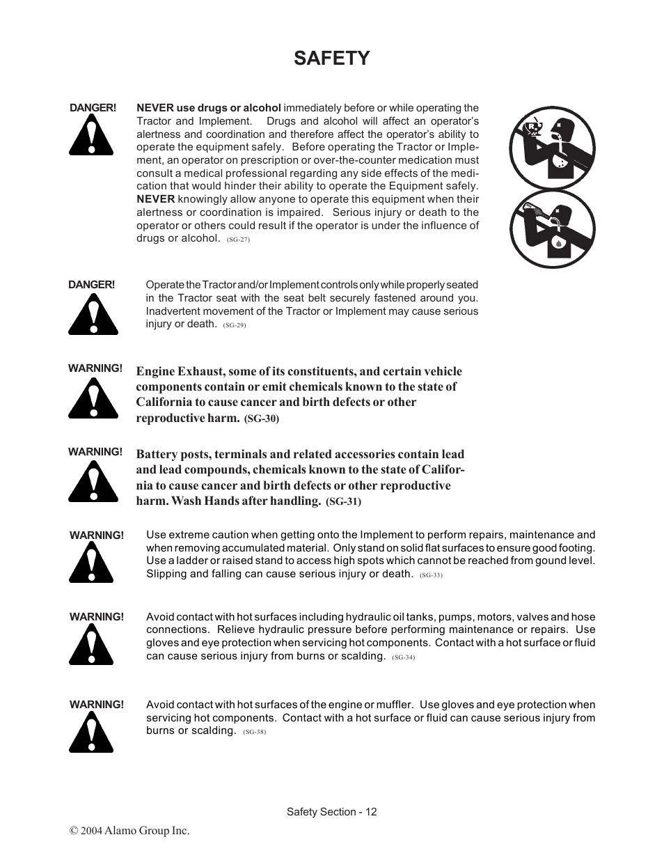 Safety | Alamo ST15 User Manual | Page 12 / 74