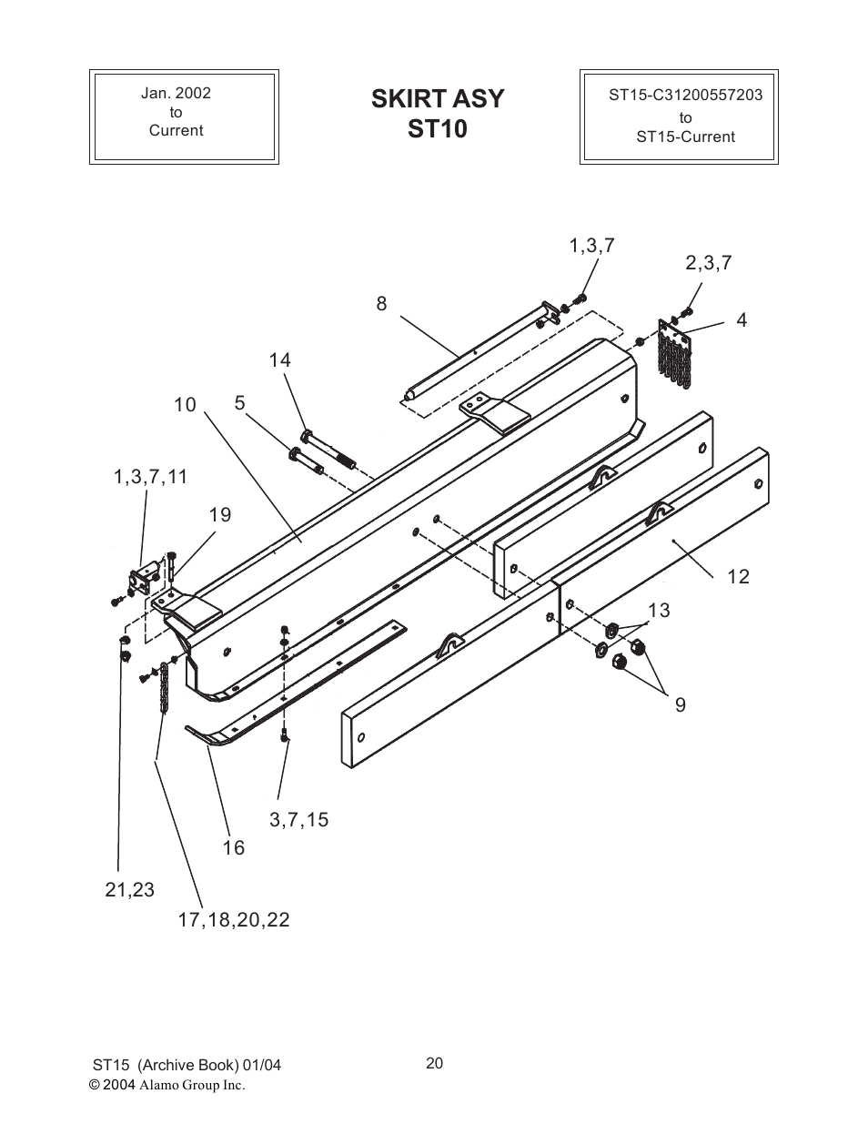 Skirt asy st10 | Alamo ST15 User Manual | Page 20 / 74