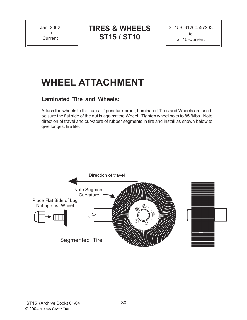 Wheel attachment, Tires & wheels st15 / st10 | Alamo ST15 User Manual | Page 30 / 74