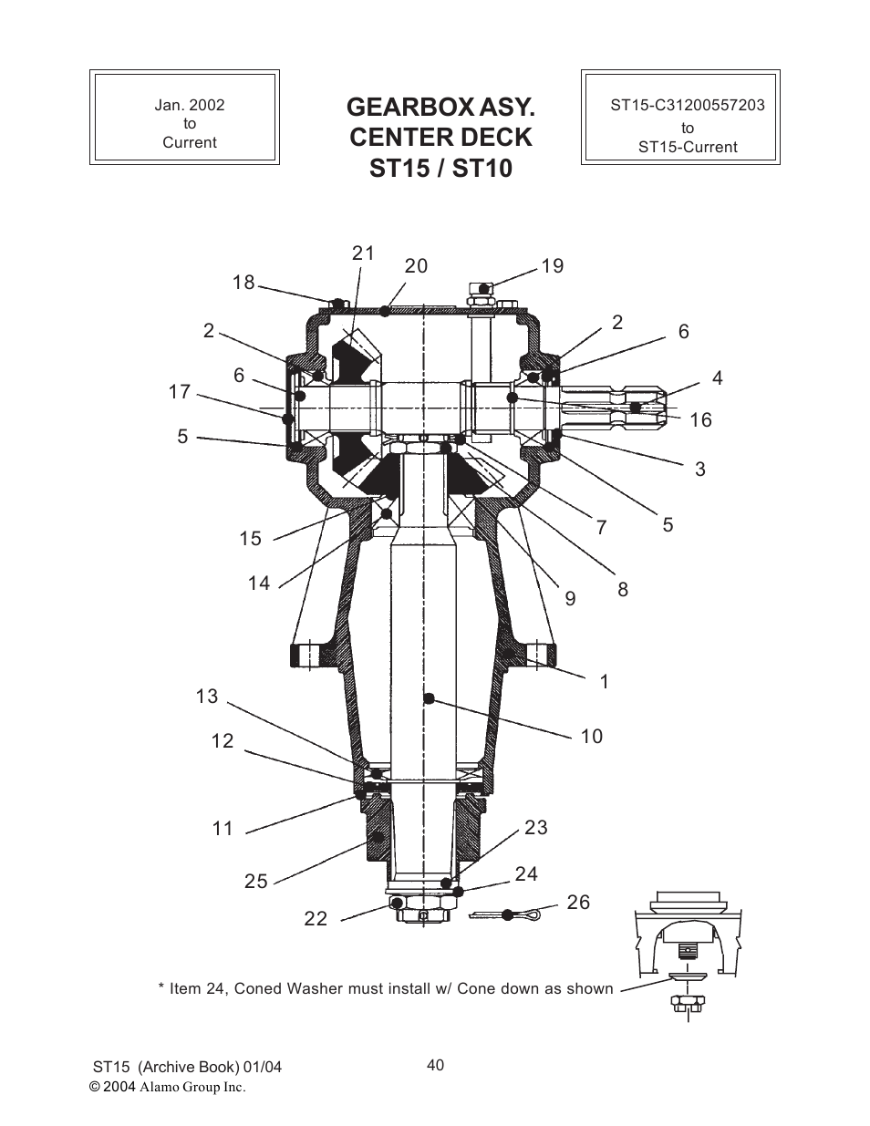 Gearbox asy. center deck st15 / st10 | Alamo ST15 User Manual | Page 40 / 74