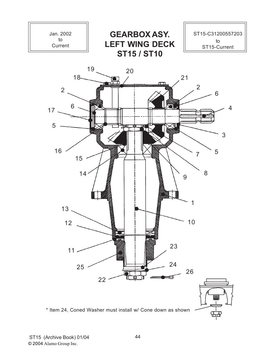 Gearbox asy. left wing deck st15 / st10 | Alamo ST15 User Manual | Page 44 / 74
