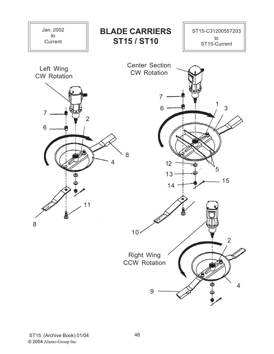 Blade carriers st15 / st10 | Alamo ST15 User Manual | Page 48 / 74