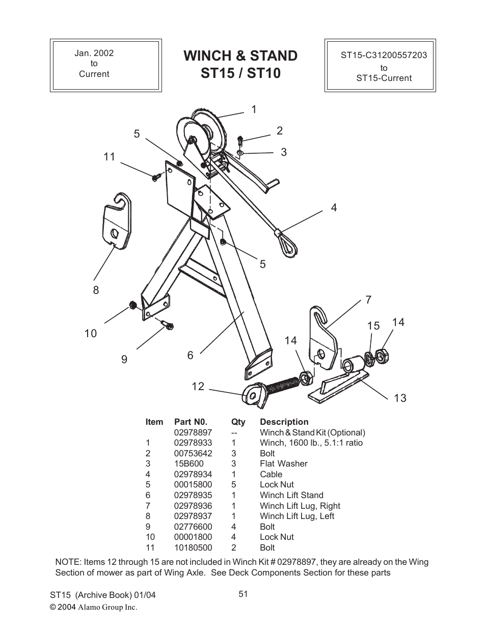 Winch & stand st15 / st10 | Alamo ST15 User Manual | Page 51 / 74