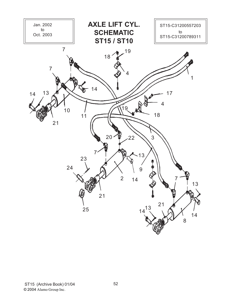 Axle lift cyl. schematic st15 / st10 | Alamo ST15 User Manual | Page 52 / 74
