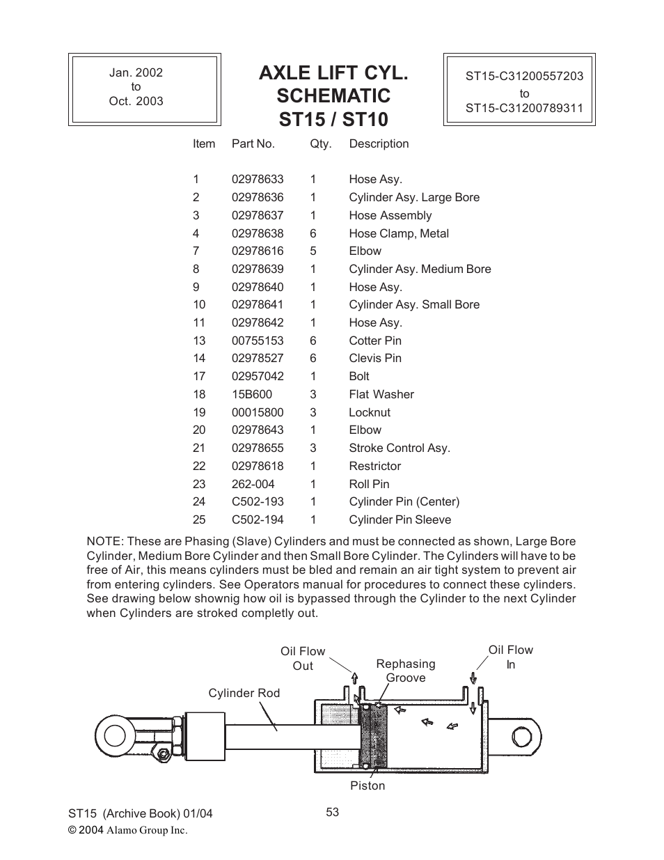 Axle lift cyl. schematic st15 / st10 | Alamo ST15 User Manual | Page 53 / 74