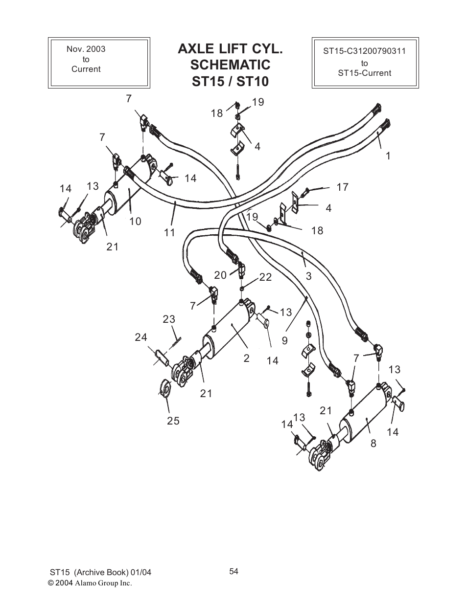 Axle lift cyl. schematic st15 / st10 | Alamo ST15 User Manual | Page 54 / 74