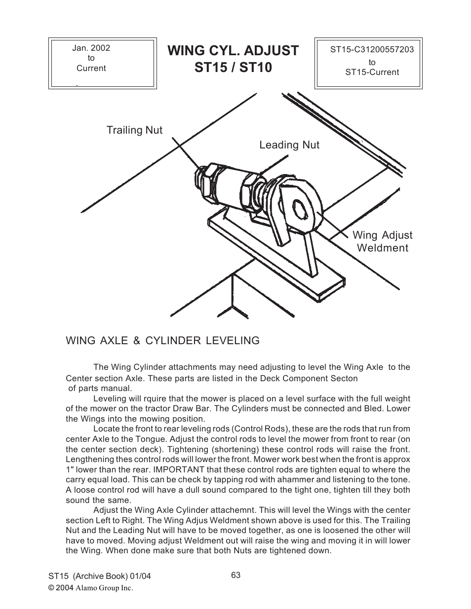 Wing cyl. adjust st15 / st10 | Alamo ST15 User Manual | Page 63 / 74