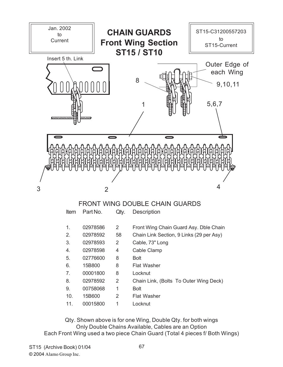 Front wing double chain guards | Alamo ST15 User Manual | Page 67 / 74