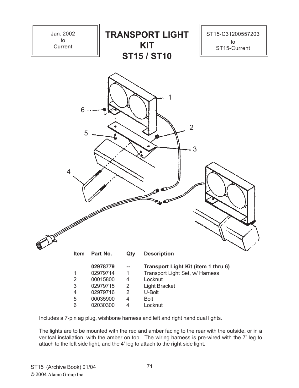 Transport light kit st15 / st10 | Alamo ST15 User Manual | Page 71 / 74