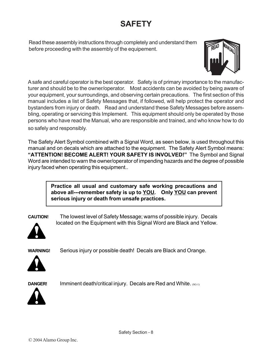 Safety | Alamo ST15 User Manual | Page 8 / 74