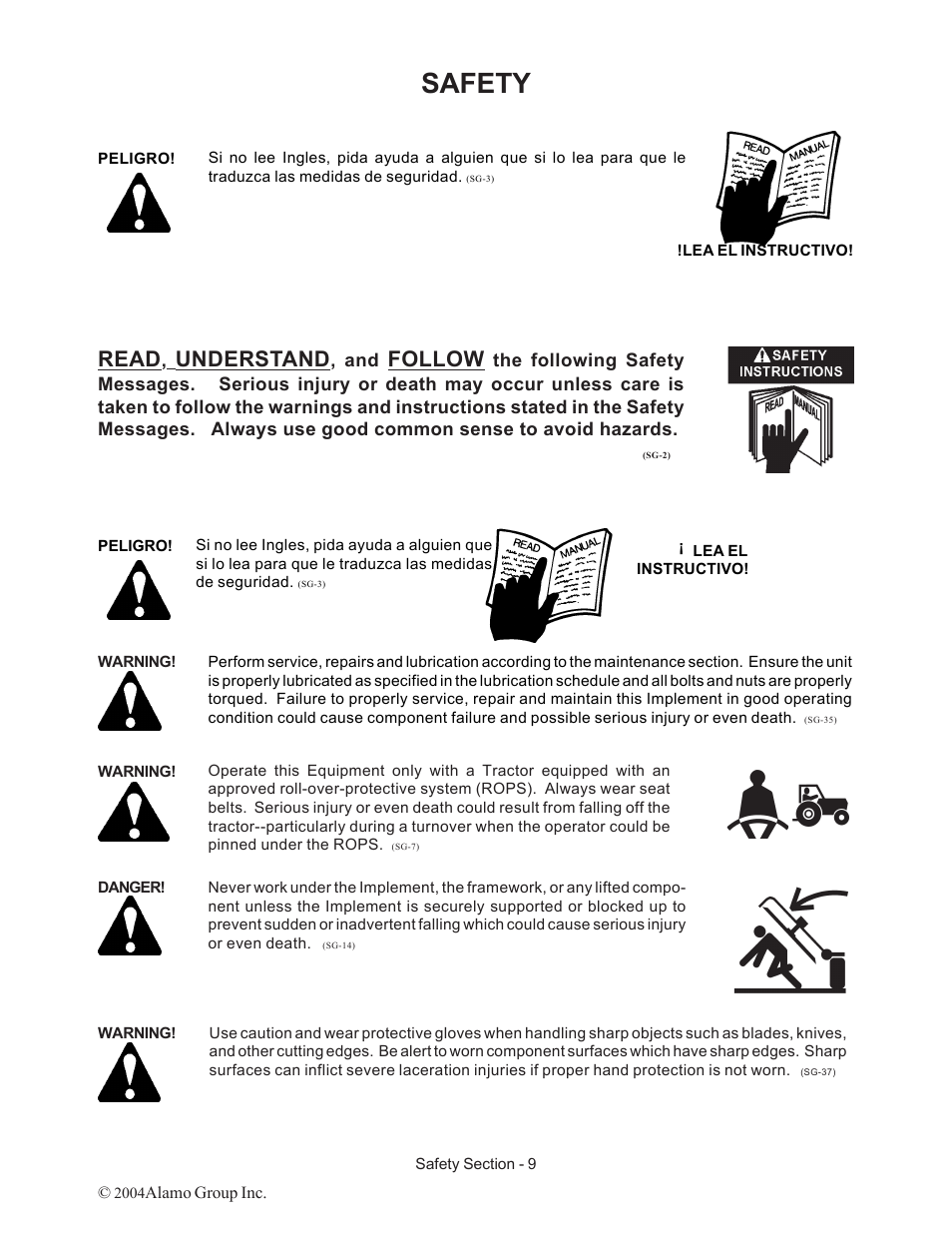 Safety, Read, Understand | Follow | Alamo ST15 User Manual | Page 9 / 74