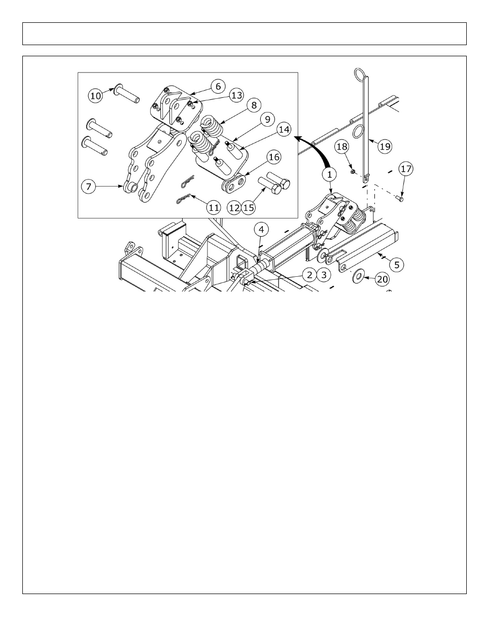 Cylinder attachment - center | Alamo Hydraulic Flex Wing Cutter Falcon 10 - 15 User Manual | Page 19 / 76