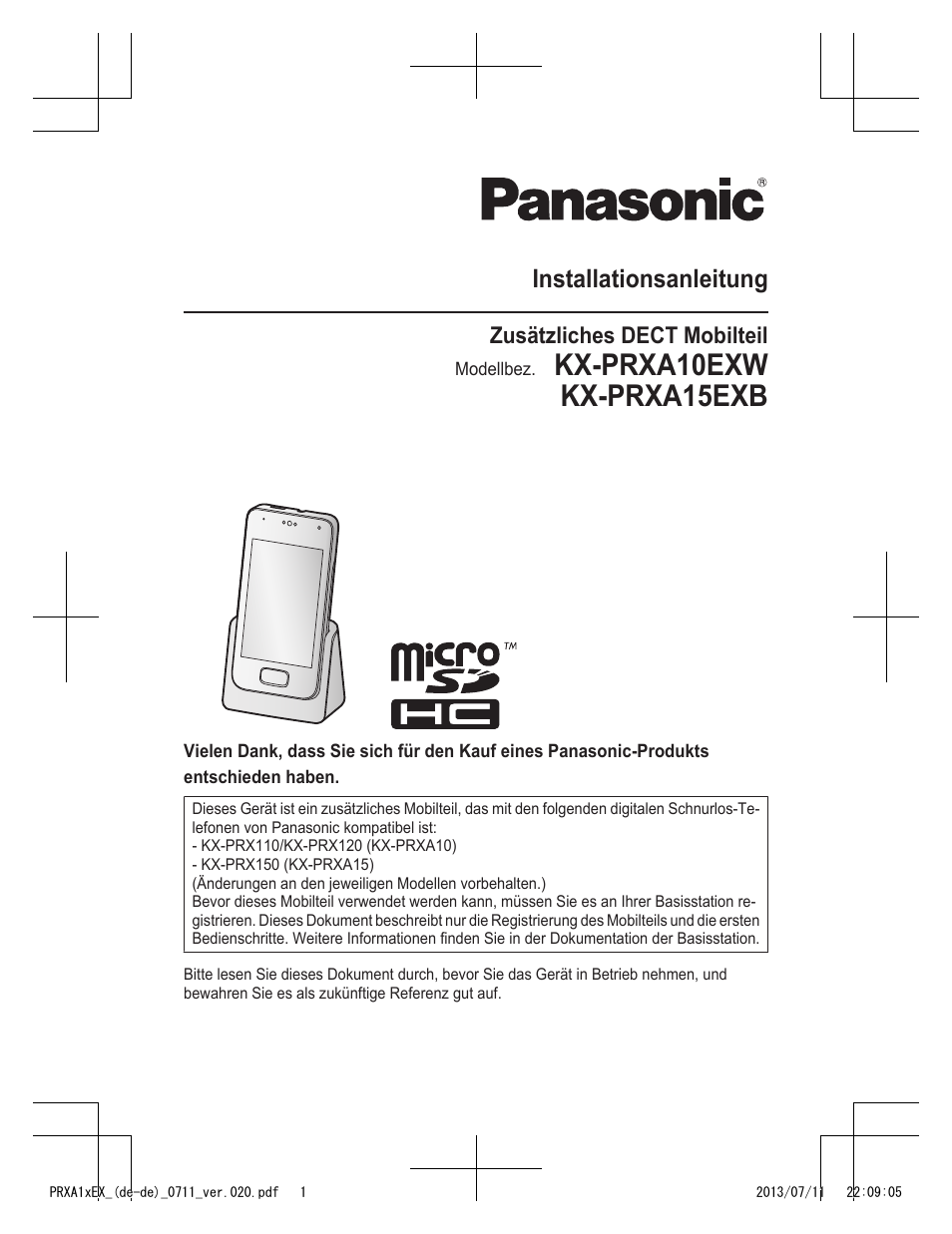 Kx-prxa10exw kx-prxa15exb, Installationsanleitung | Panasonic KXPRXA10EX User Manual | Page 11 / 84