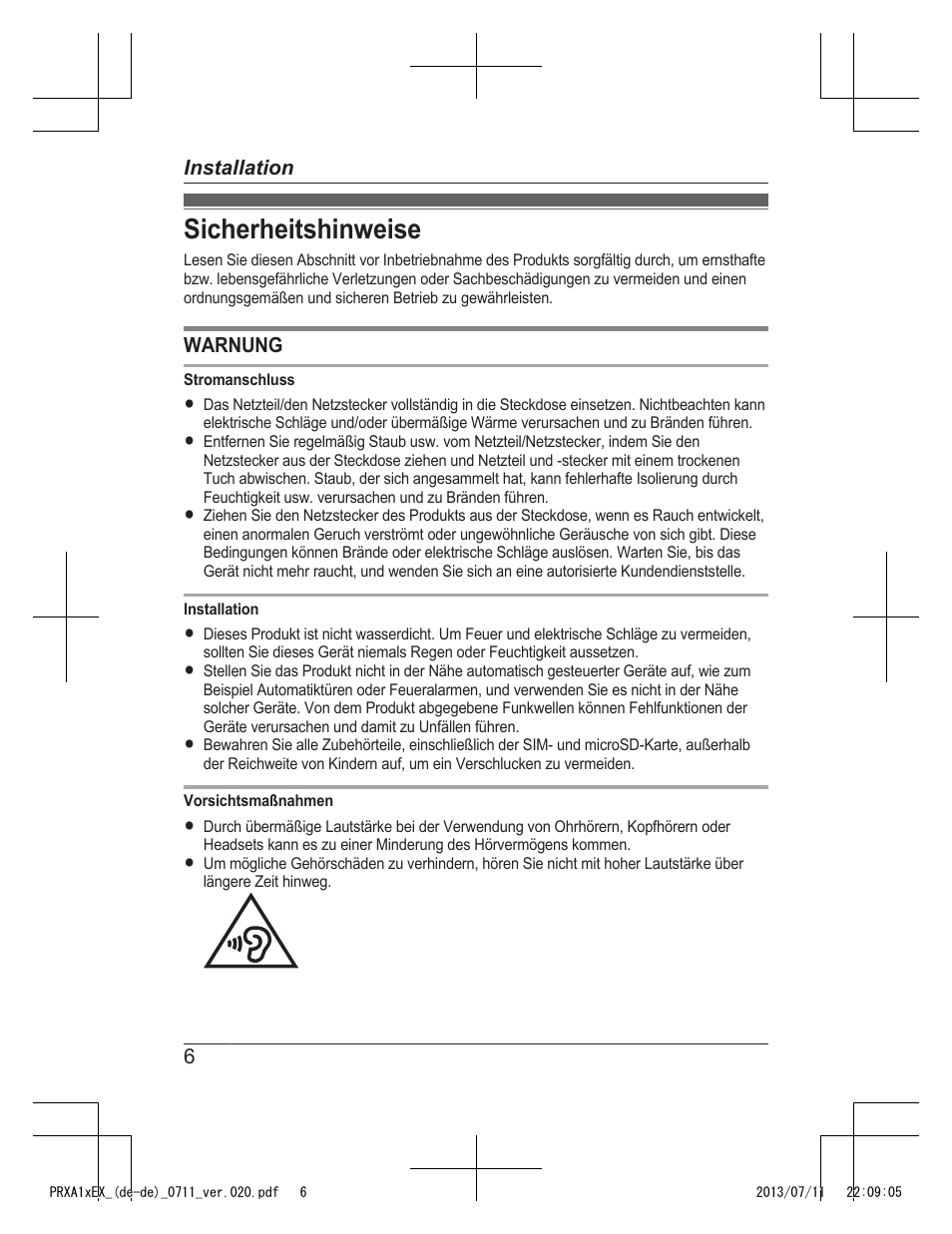 Sicherheitshinweise | Panasonic KXPRXA10EX User Manual | Page 16 / 84