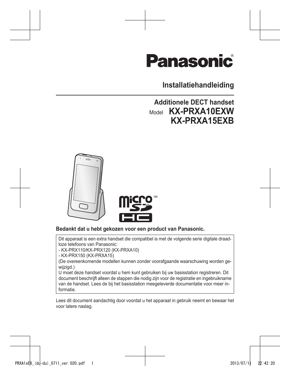 Kx-prxa10exw kx-prxa15exb, Installatiehandleiding | Panasonic KXPRXA10EX User Manual | Page 35 / 84