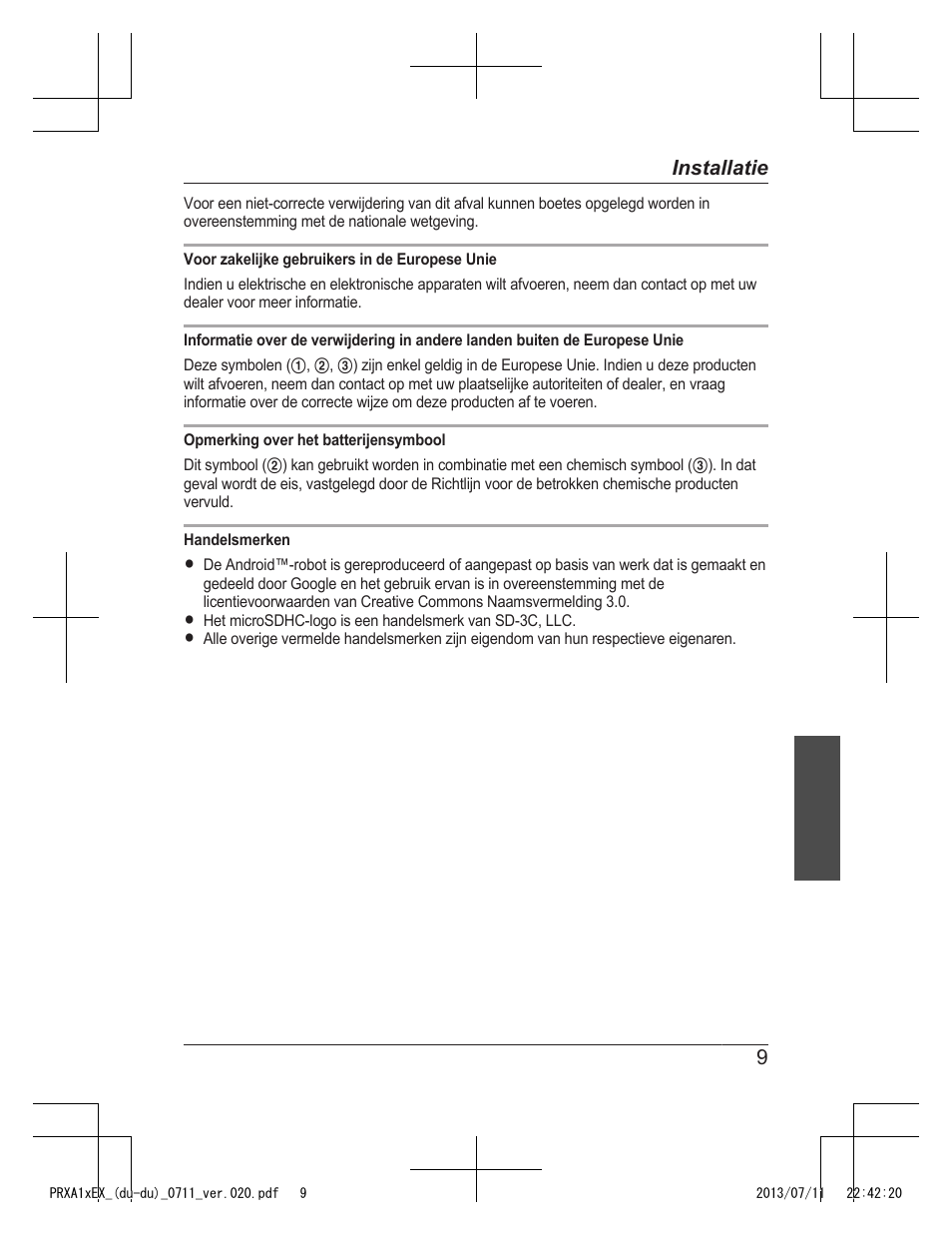 9installatie | Panasonic KXPRXA10EX User Manual | Page 43 / 84