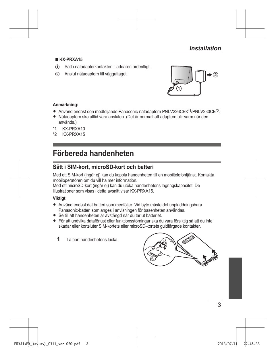 Förbereda handenheten | Panasonic KXPRXA10EX User Manual | Page 49 / 84