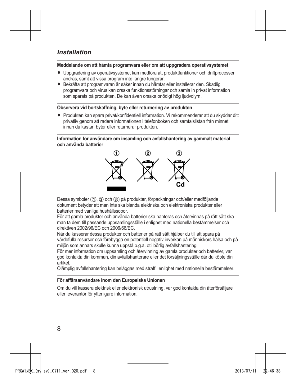 8installation | Panasonic KXPRXA10EX User Manual | Page 54 / 84