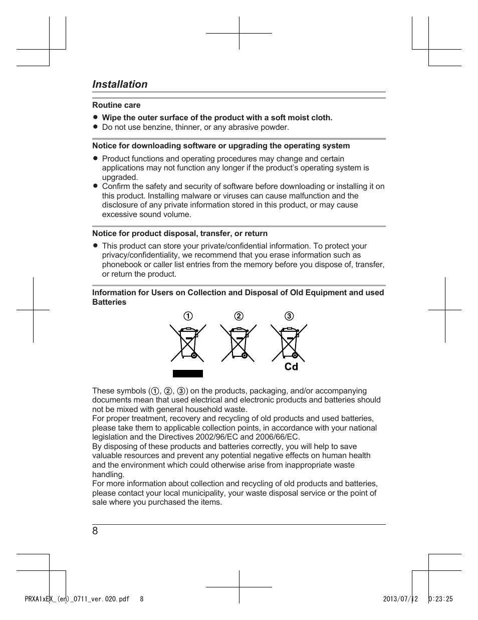 8installation | Panasonic KXPRXA10EX User Manual | Page 8 / 84