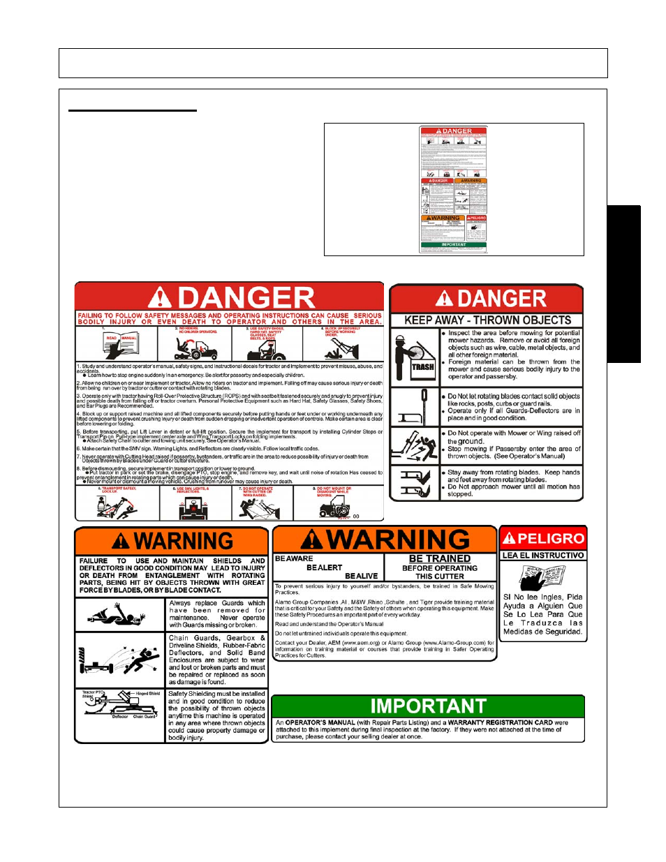 Decal description, Decal description -21, Safety | Alamo Exten-A-Kut II User Manual | Page 27 / 142
