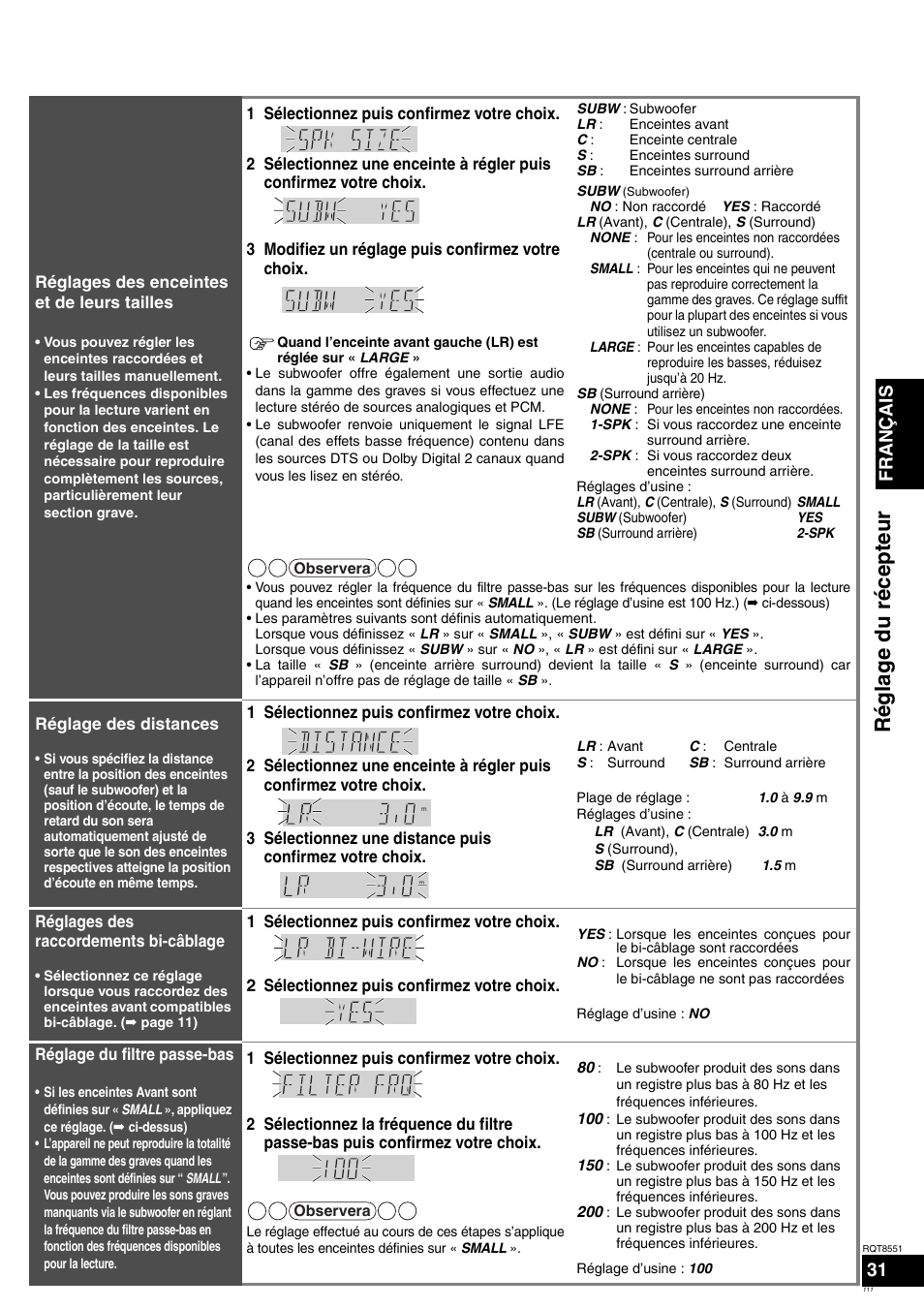 Régla g e du récepteur, Français | Panasonic SAXR57 User Manual | Page 111 / 120