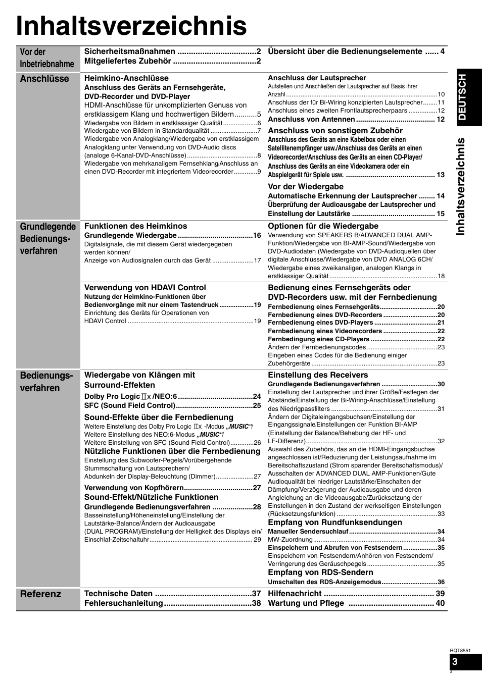 Panasonic SAXR57 User Manual | Page 3 / 120