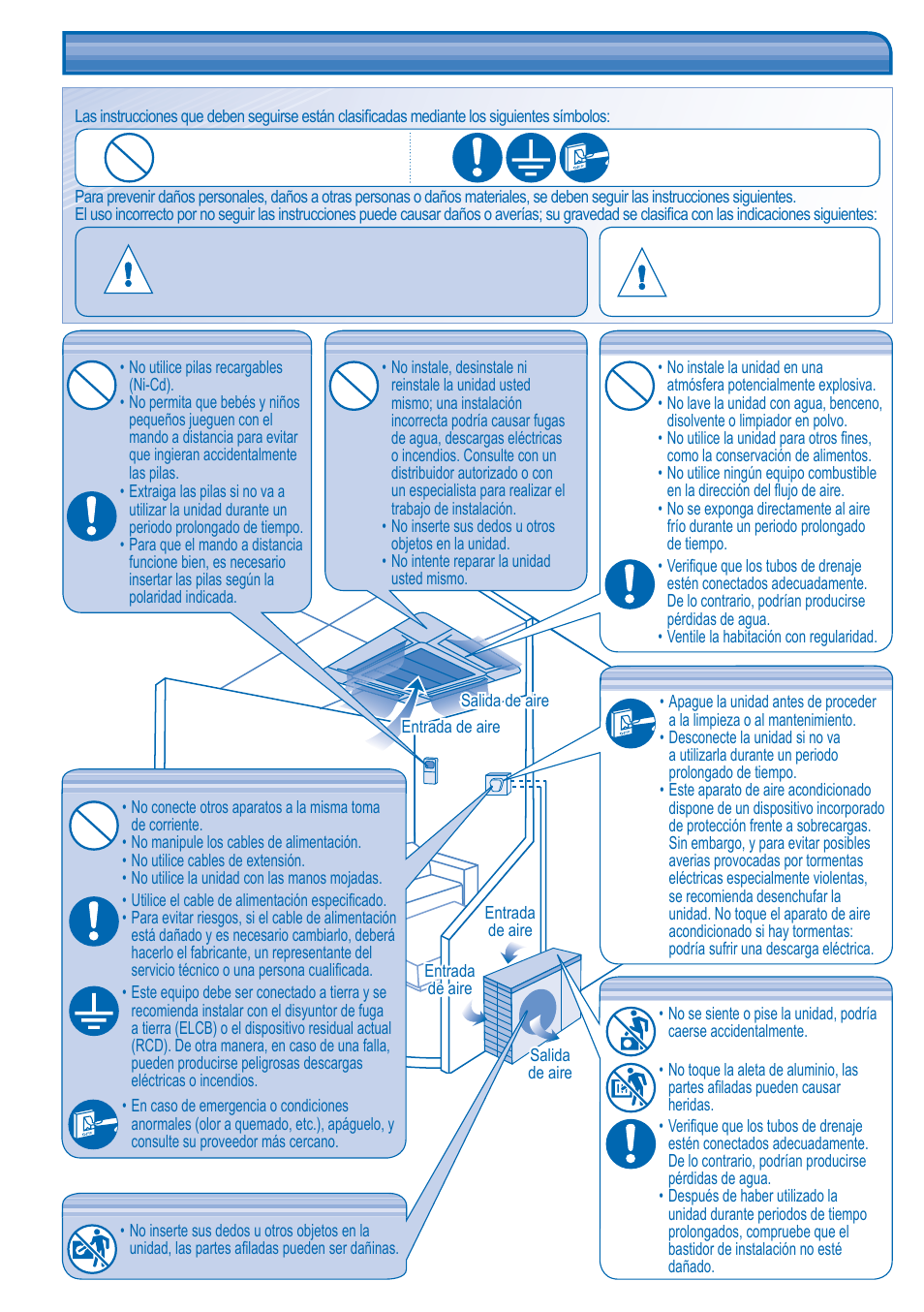 Precauciones de seguridad | Panasonic KITE18HB4EA User Manual | Page 18 / 76