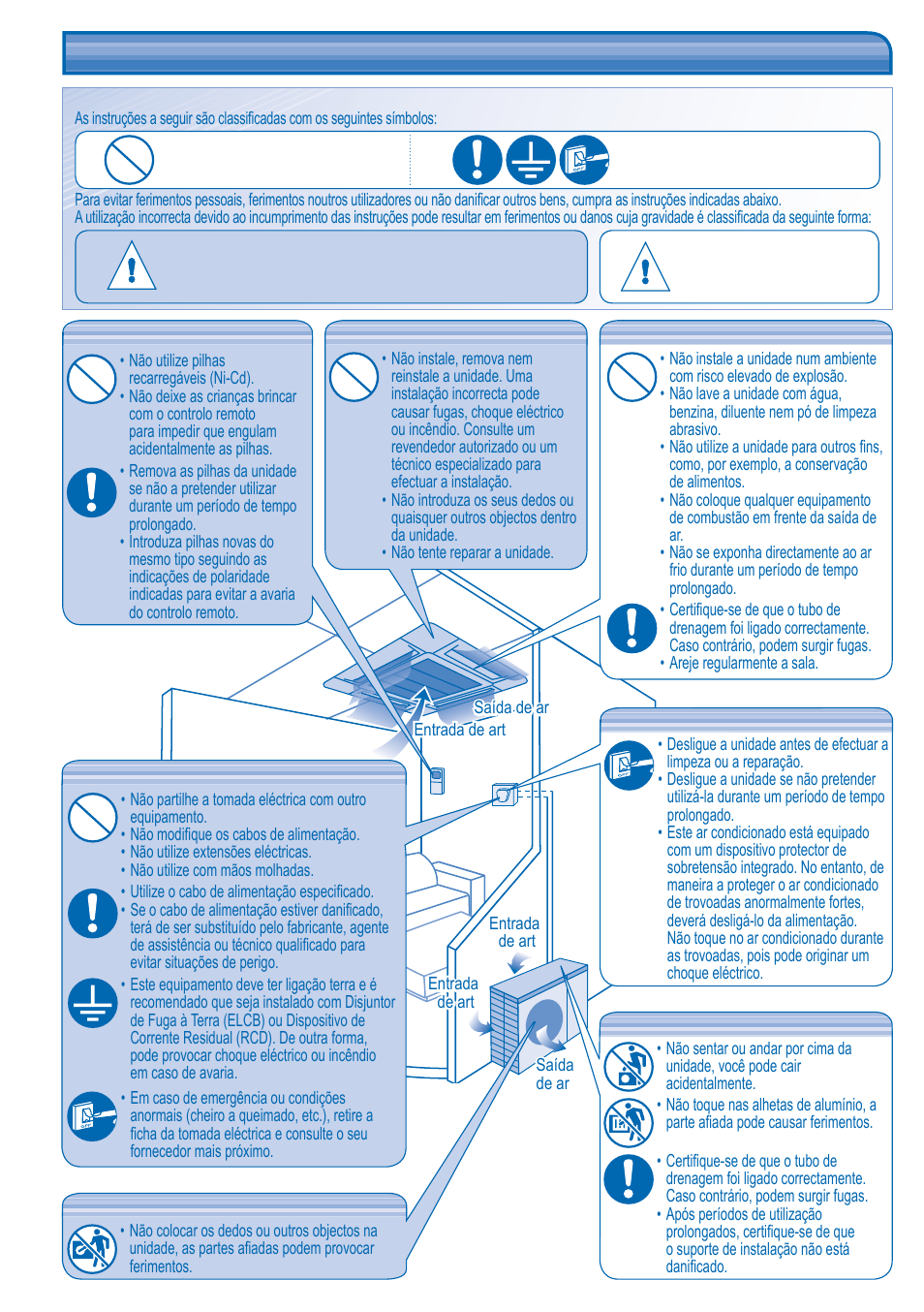 Precauções de segurança | Panasonic KITE18HB4EA User Manual | Page 50 / 76